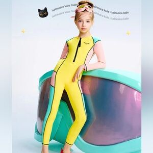 Yellow and Pink Full-Body Wetsuit